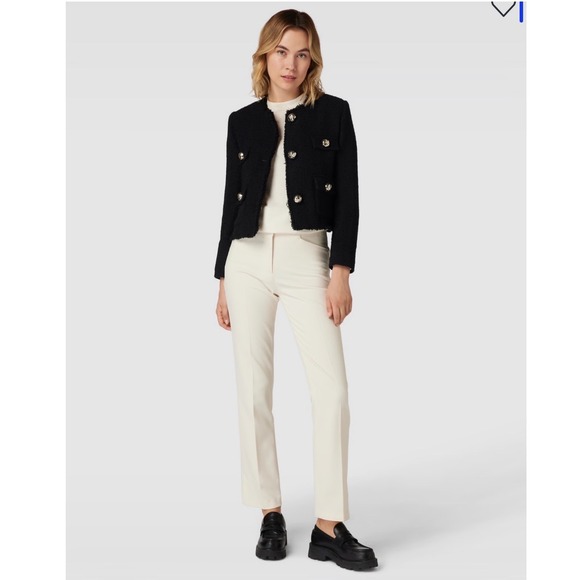 Mango Jackets & Blazers - Nwt Mango WINTOUR Tweed Jacket Black Cropped Frayed Raw Edge Button Front Size M